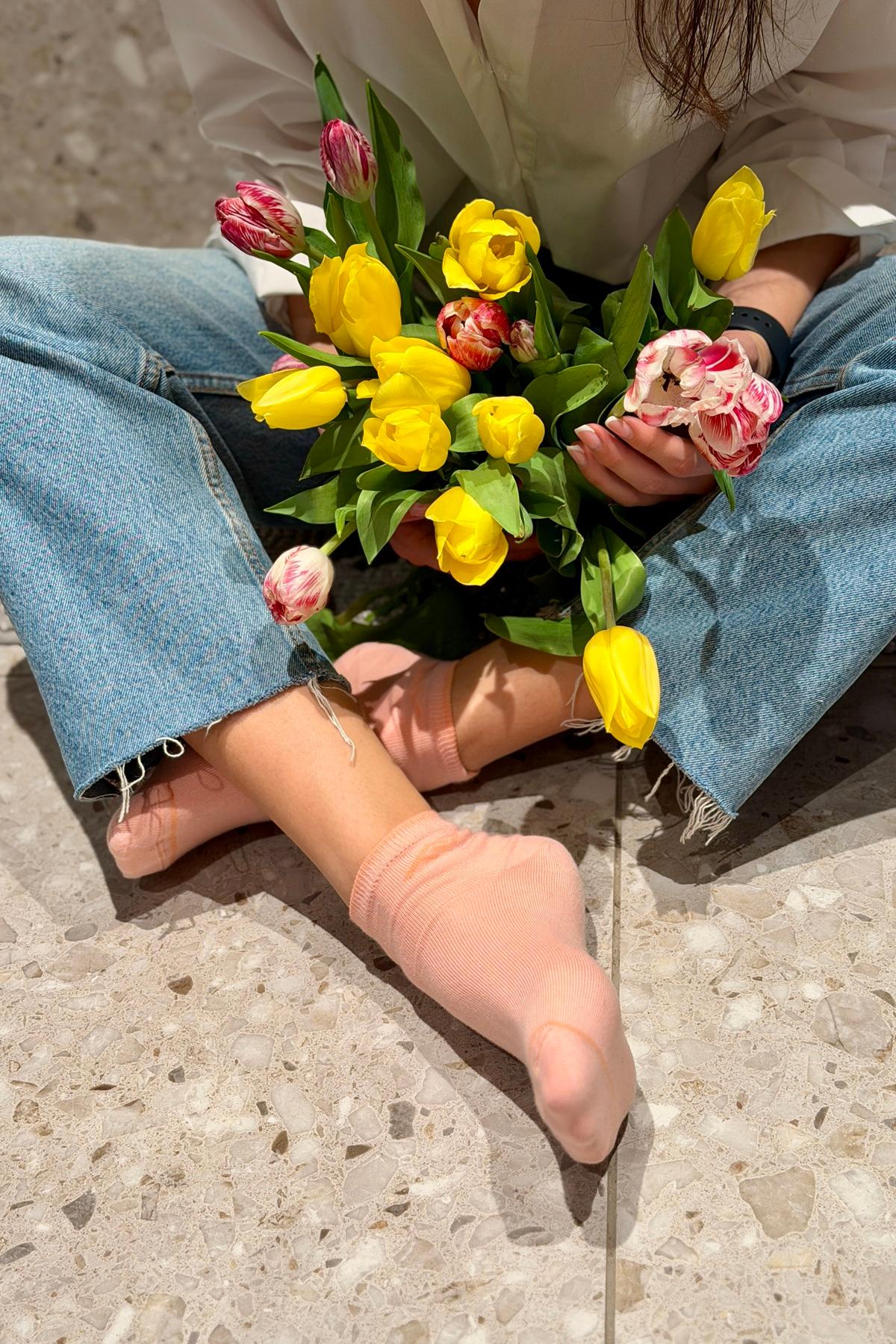 Women's ankle socks with logo design, 2-pack